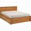 RENO - Lit 2 Places En Chêne Massif Avec Tiroirs Et Panneau De Finition - Bois Clair 180x200cm -chambre à coucher Soldes 80000654 B 1