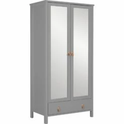 DAURIAN - Armoire En Bois 2 Portes Et 1 Tiroir Avec Miroir - Gris H195cm 8 DAURIAN - Armoire En Bois 2 Portes Et 1 Tiroir Avec Miroir - Gris H195cm -chambre à coucher Soldes ARMOIRE DAURIAN 27355978 B 1
