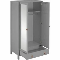 DAURIAN - Armoire En Bois 2 Portes Et 1 Tiroir Avec Miroir - Gris H195cm 9 DAURIAN - Armoire En Bois 2 Portes Et 1 Tiroir Avec Miroir - Gris H195cm -chambre à coucher Soldes ARMOIRE DAURIAN 27355978 B 2