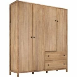 GAIA - Armoire 4 Portes Et 2 Tiroirs En Acacia Massif - Bois Foncé 190x220cm 10 GAIA - Armoire 4 Portes Et 2 Tiroirs En Acacia Massif - Bois Foncé 190x220cm -chambre à coucher Soldes ARMOIRE GAIA 27304693 B 1