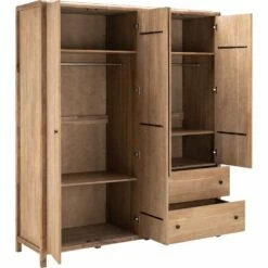 GAIA - Armoire 4 Portes Et 2 Tiroirs En Acacia Massif - Bois Foncé 190x220cm 11 GAIA - Armoire 4 Portes Et 2 Tiroirs En Acacia Massif - Bois Foncé 190x220cm -chambre à coucher Soldes ARMOIRE GAIA 27304693 B 2