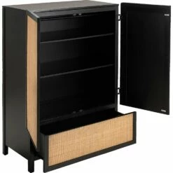 GALANT - Armoire 2 Portes Et 1 Tiroir En Rotin - Noir H140cm -chambre à coucher Soldes ARMOIRE GALANT 27021088 B 1