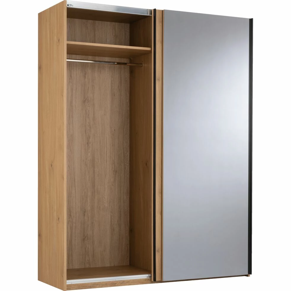 GASPARD - Armoire 2 Portes Coulissantes Effet Chêne Clair - Bois Clair L160xh210cm 5 GASPARD - Armoire 2 Portes Coulissantes Effet Chêne Clair - Bois Clair L160xh210cm – Image 3