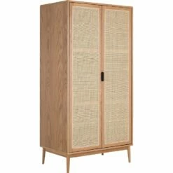 CALLISTA - Armoire 2 Portes Battantes En Bois Et Cannage - Bois Clair H180cm -chambre à coucher Soldes Armoire CALLISTA 27488324 B 1