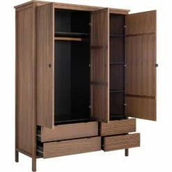 CRUZ - Armoire En Bois 3 Portes Et 4 Tiroirs - Bois Foncé H205cm -chambre à coucher Soldes Armoire CRUZ 27014325 B 2