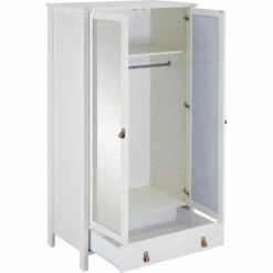 DAURIAN - Armoire En Bois 2 Portes Et 1 Tiroir Avec Miroir - Blanc H195cm -chambre à coucher Soldes Armoire DAURIAN 27355961 B 2