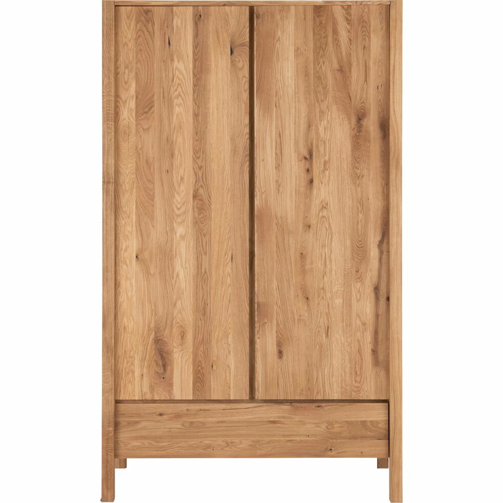 RENO - Armoire 2 Portes Et 1 Tiroir En Chêne Massif H200cm - Bois Clair 3 RENO - Armoire 2 Portes Et 1 Tiroir En Chêne Massif H200cm - Bois Clair