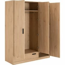 SALVA - Armoire 3 Portes Battantes Aspect Chêne - Bois Clair H200cm -chambre à coucher Soldes Armoire SALVA 27445761 B 2