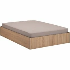 BALME - Lit-coffre 2 Places En Bois 140x200cm - Effet Chêne Clair -chambre à coucher Soldes BALME 26733180 F 1