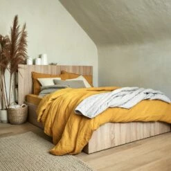 BALME - Tête De Lit En Bois Avec Rangement - Effet Chêne Clair L165cm -chambre à coucher Soldes BALME 26774893 A 1