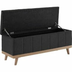 LUNA - Bout De Lit Coffre En Tissu Et Pin - Gris Anthracite L116xl37xH43cm -chambre à coucher Soldes BOUT DE LIT LUNA 27307533 B 2