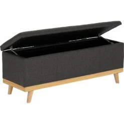 LUNA - Bout De Lit Coffre En Tissu Et Pin - Gris Anthracite L116xl37xH43cm -chambre à coucher Soldes BOUT DE LIT LUNA 27307533 B 3