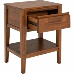 THAO - Table De Chevet En Acacia Massif 1 Tiroir L45xl35xH59cm - Bois Foncé -chambre à coucher Soldes CHEVET 1 TIROIR THAO 26529028 B 2
