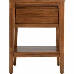 THAO - Table De Chevet En Acacia Massif 1 Tiroir L45xl35xH59cm - Bois Foncé