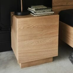 GASPARD - Table De Chevet En Bois Avec Deux Tiroirs L51.6xl36.8xH43cm - Bois Clair