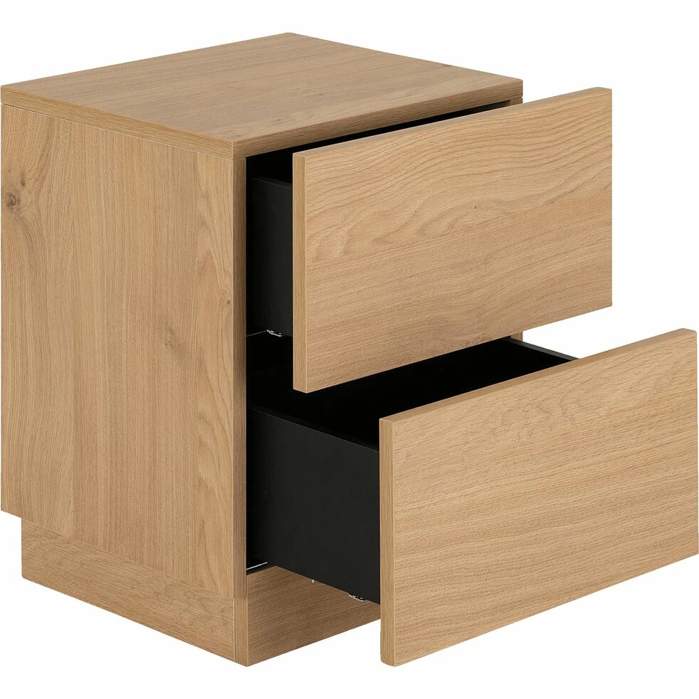 GASPARD - Table De Chevet En Bois Avec Deux Tiroirs L51.6xl36.8xH43cm - Bois Clair 5 GASPARD - Table De Chevet En Bois Avec Deux Tiroirs L51.6xl36.8xH43cm - Bois Clair – Image 3