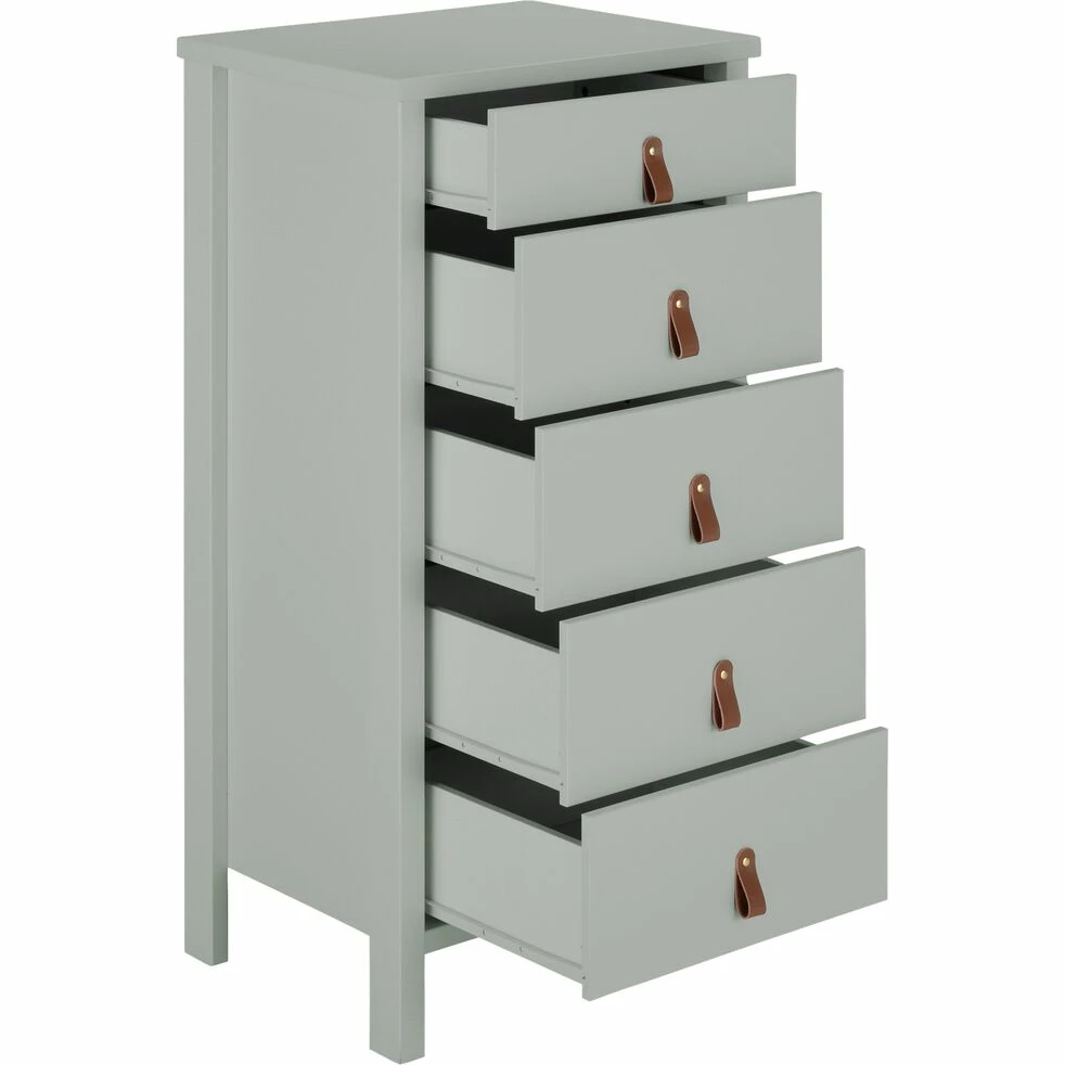 DAURIAN - Chiffonnier 5 Tiroirs En Bois - Vert Olivier 5 DAURIAN - Chiffonnier 5 Tiroirs En Bois - Vert Olivier – Image 3