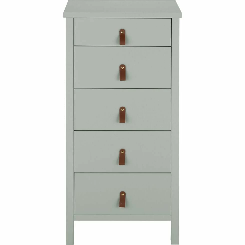 DAURIAN - Chiffonnier 5 Tiroirs En Bois - Vert Olivier 3 DAURIAN - Chiffonnier 5 Tiroirs En Bois - Vert Olivier