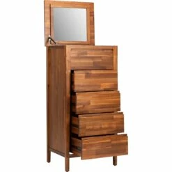 THAO - Chiffonnier 4 Tiroirs Avec Miroir Repliable En Acacia Massif 11 THAO - Chiffonnier 4 Tiroirs Avec Miroir Repliable En Acacia Massif -chambre à coucher Soldes COMMODE 4 TIROIRS AVEC MIROIR THAO 26532066 B 1