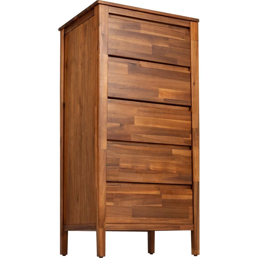 THAO - Chiffonnier 4 Tiroirs Avec Miroir Repliable En Acacia Massif 6 THAO - Chiffonnier 4 Tiroirs Avec Miroir Repliable En Acacia Massif – Image 4