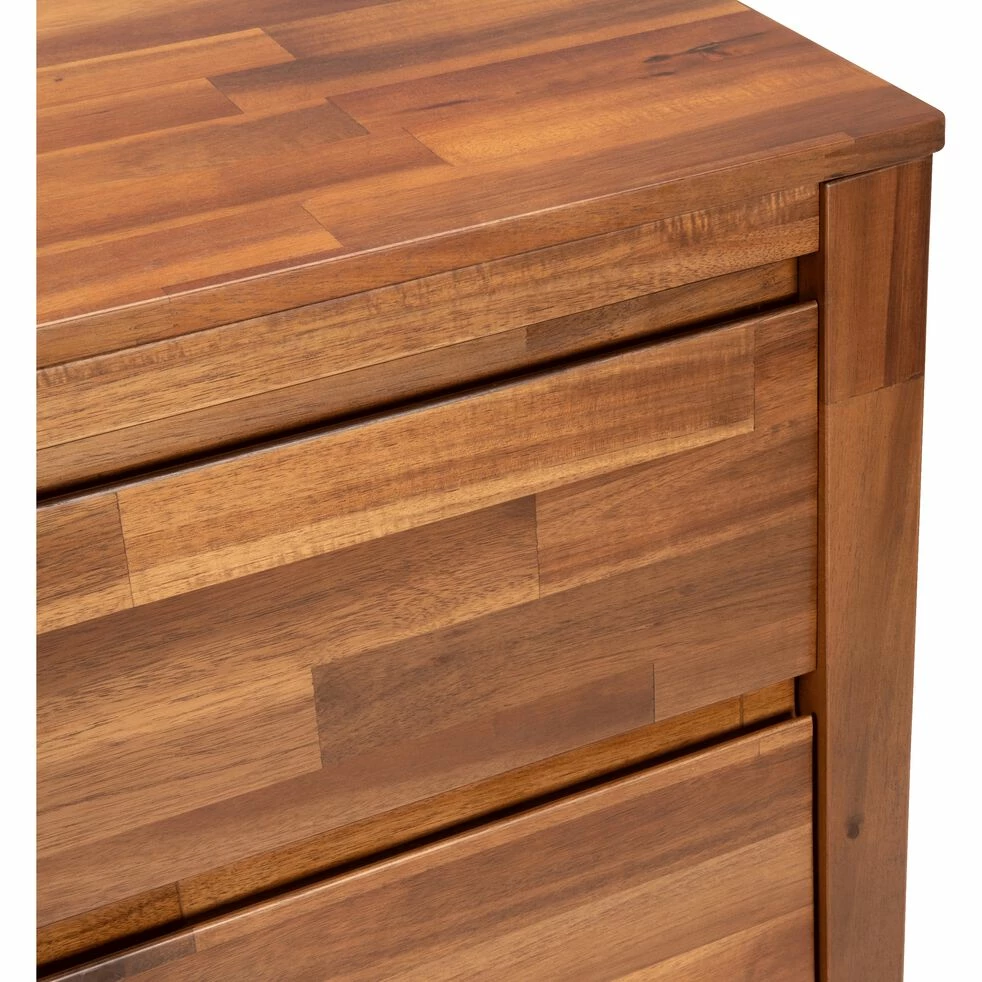 THAO - Chiffonnier 4 Tiroirs Avec Miroir Repliable En Acacia Massif 9 THAO - Chiffonnier 4 Tiroirs Avec Miroir Repliable En Acacia Massif – Image 7