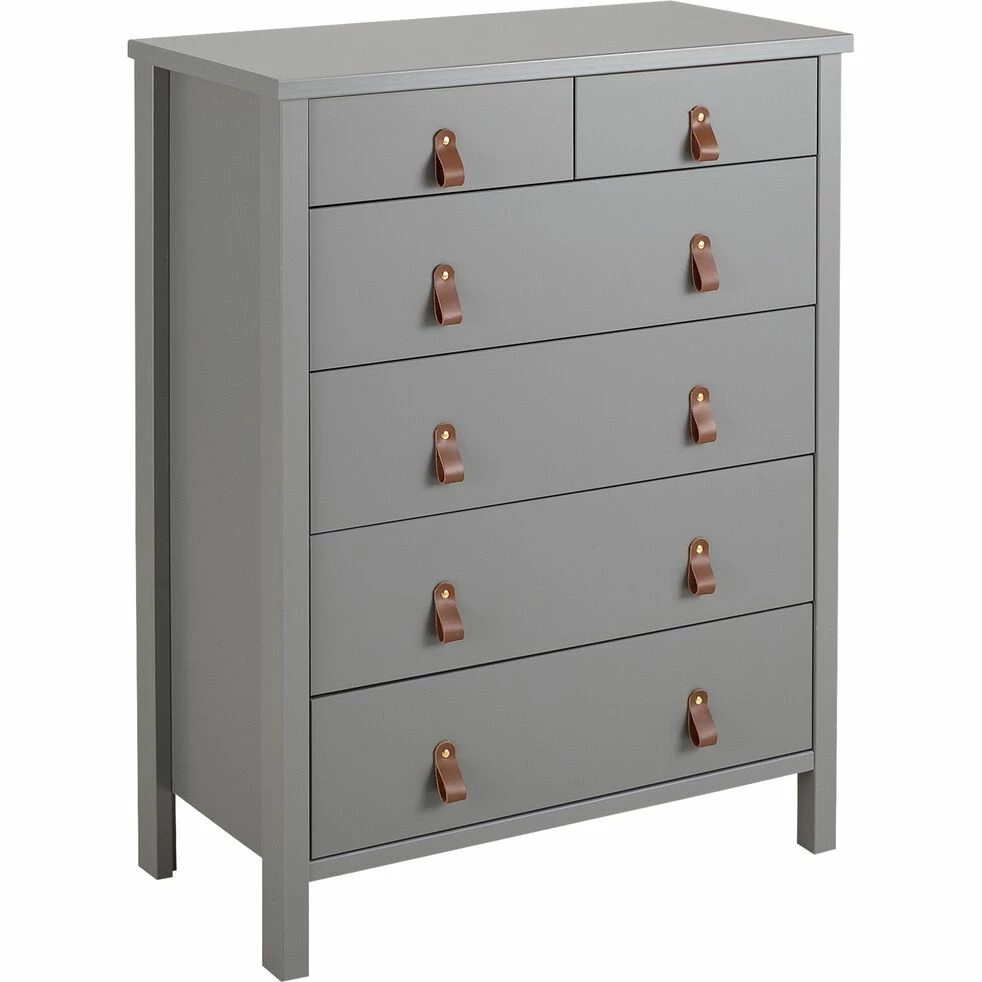 DAURIAN - Commode 4 Grands + 2 Petits Tiroirs En Bois - Gris 4 DAURIAN - Commode 4 Grands + 2 Petits Tiroirs En Bois - Gris – Image 2