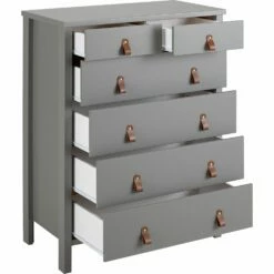 DAURIAN - Commode 4 Grands + 2 Petits Tiroirs En Bois - Gris 8 DAURIAN - Commode 4 Grands + 2 Petits Tiroirs En Bois - Gris -chambre à coucher Soldes COMMODE DAURIAN 27355886 B 2