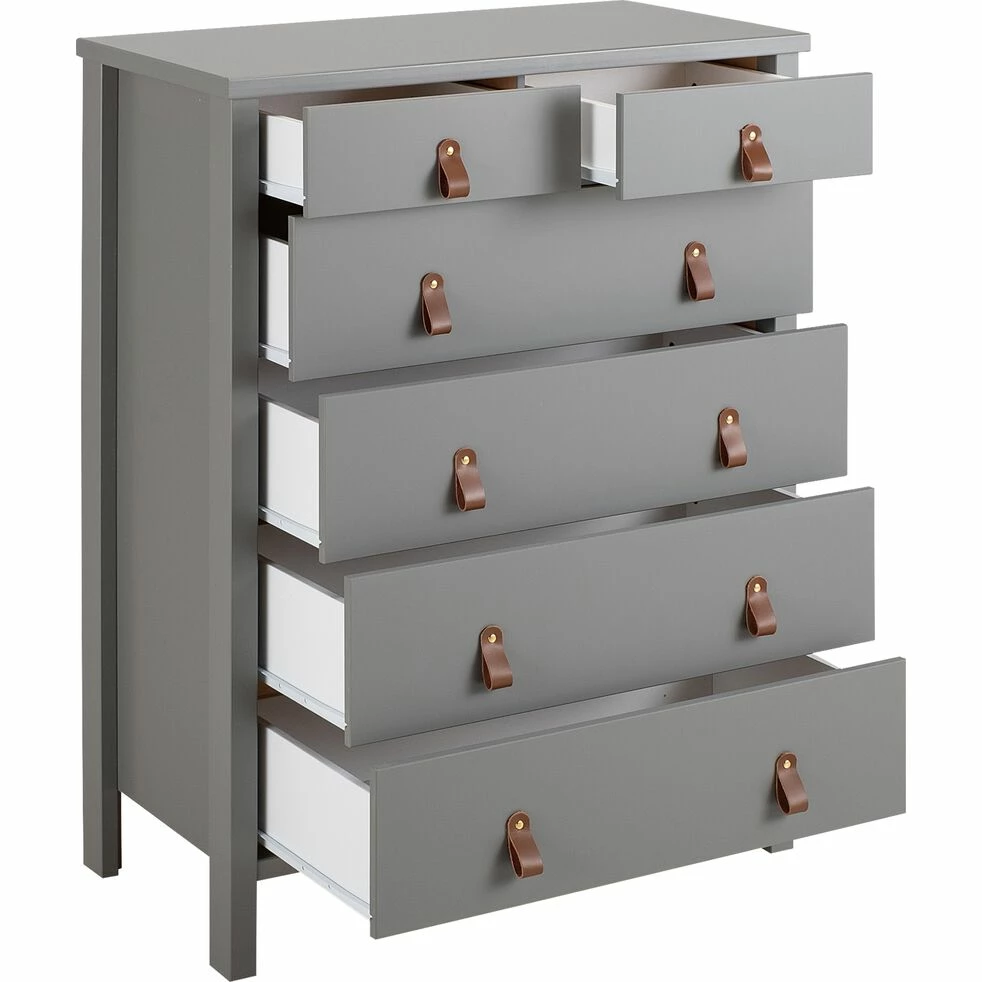 DAURIAN - Commode 4 Grands + 2 Petits Tiroirs En Bois - Gris 5 DAURIAN - Commode 4 Grands + 2 Petits Tiroirs En Bois - Gris – Image 3