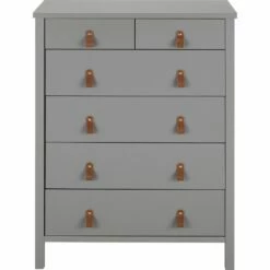 DAURIAN - Commode 4 Grands + 2 Petits Tiroirs En Bois - Gris