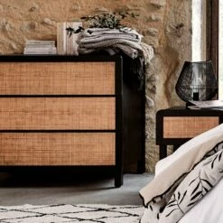 GALANT - Commode 3 Tiroirs En Rotin - Noir 11 GALANT - Commode 3 Tiroirs En Rotin - Noir -chambre à coucher Soldes COMMODE GALANT 27021101 A 1