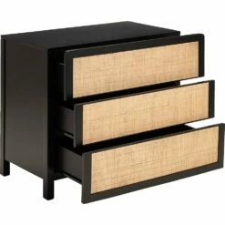 GALANT - Commode 3 Tiroirs En Rotin - Noir 8 GALANT - Commode 3 Tiroirs En Rotin - Noir -chambre à coucher Soldes COMMODE GALANT 27021101 B 1