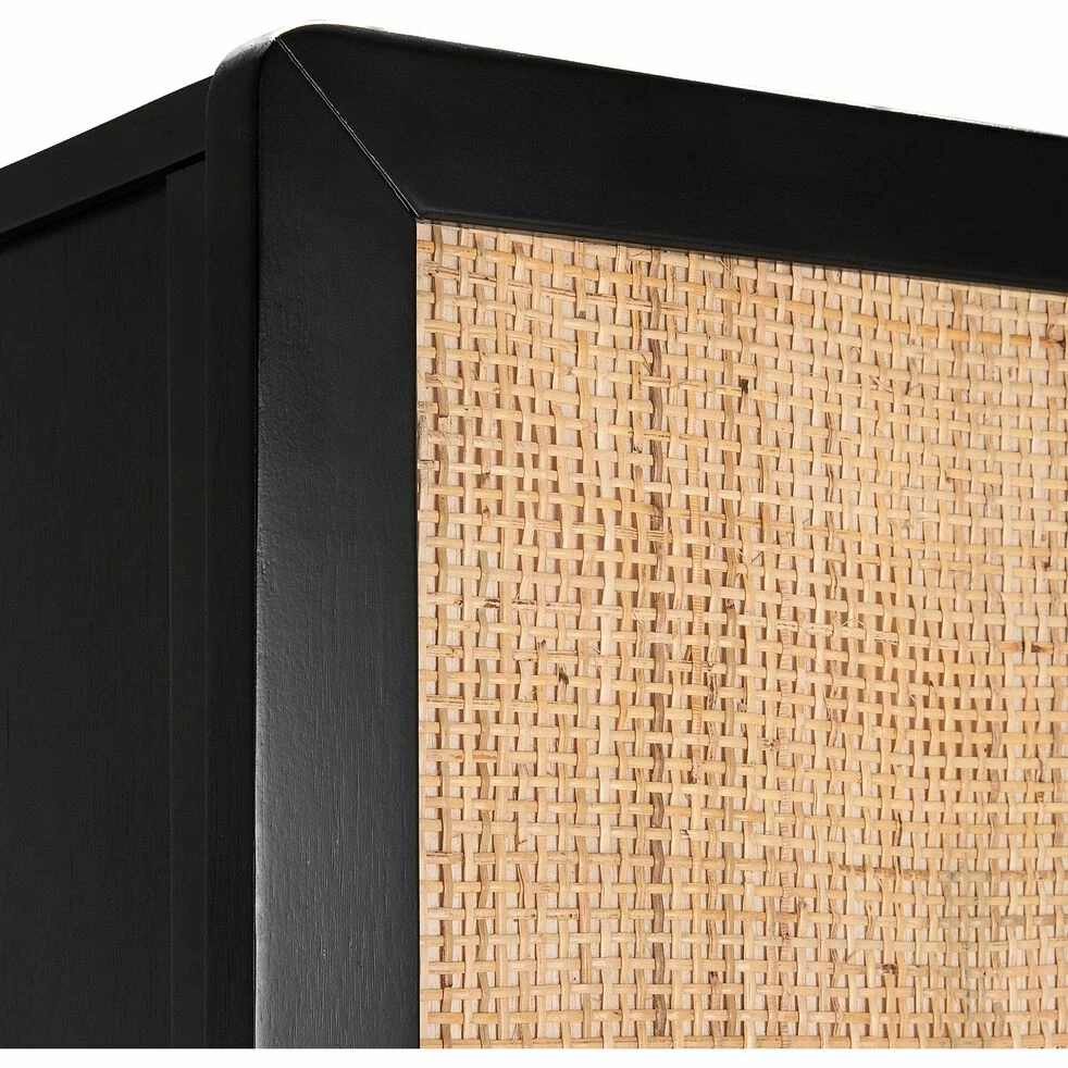 GALANT - Commode 3 Tiroirs En Rotin - Noir 6 GALANT - Commode 3 Tiroirs En Rotin - Noir – Image 4