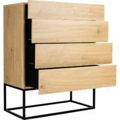 GASPARD - Commode 4 Tiroirs Effet Chêne - Bois Clair -chambre à coucher Soldes COMMODE GASPARD 26721729 B 1