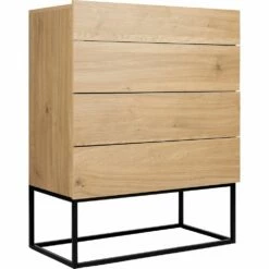 GASPARD - Commode 4 Tiroirs Effet Chêne - Bois Clair -chambre à coucher Soldes COMMODE GASPARD 26721729 B 2