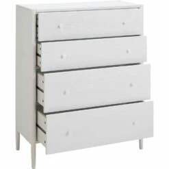 PRADO - Commode 4 Tiroirs En Bois - Blanc