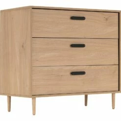 SALVA - Commode 3 Tiroirs Effet Chêne - Bois Clair -chambre à coucher Soldes COMMODE SALVA 26841540 B 2
