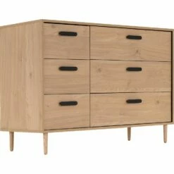 SALVA - Commode 6 Tiroirs Effet Chêne - Bois Clair -chambre à coucher Soldes COMMODE SALVA 26906881 B 2