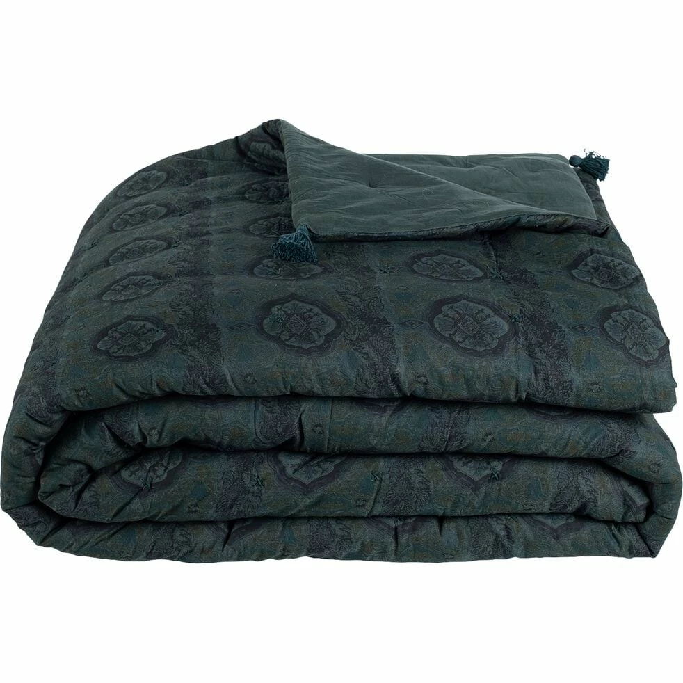 ASMAR - Couvre-lit En Coton Sérigraphié - Bleu 230x250cm 3 ASMAR - Couvre-lit En Coton Sérigraphié - Bleu 230x250cm