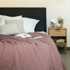 BADOUR - Couvre-lit Effet Capitonné - Brun Rhassoul 180x230cm -chambre à coucher Soldes COUVRE LIT BADOUR 27277423 A 1