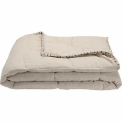 SCACCHI - Couvre-lit En Lin Et Coton Finition Point De Cheval - Beige 130x170cm