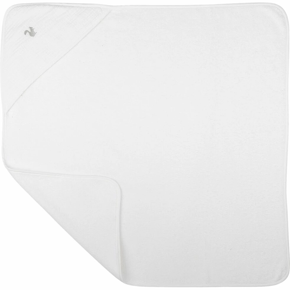 NUAGE - Ensemble Cape De Bain Et Gant Bébé Avec Broderie Lurex - Blanc 4 NUAGE - Ensemble Cape De Bain Et Gant Bébé Avec Broderie Lurex - Blanc – Image 2