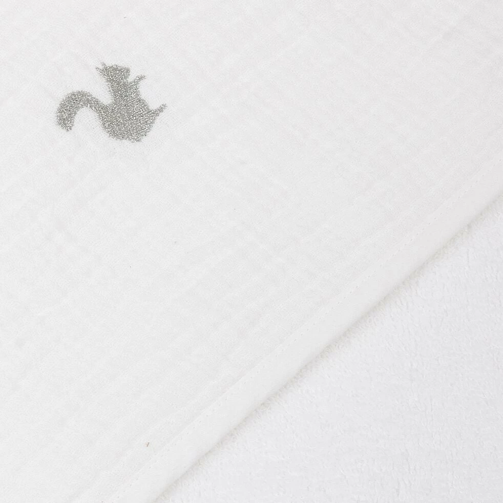 NUAGE - Ensemble Cape De Bain Et Gant Bébé Avec Broderie Lurex - Blanc 5 NUAGE - Ensemble Cape De Bain Et Gant Bébé Avec Broderie Lurex - Blanc – Image 3