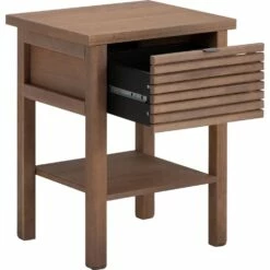 CRUZ - Table De Chevet 1 Tiroir En Pin L44xl37.5xH57.5cm - Bois Foncé -chambre à coucher Soldes Chevet 1 tiroir 1 tablette CRUZ 26803180 B 1