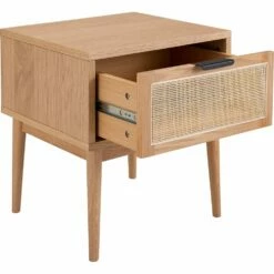CALLISTA - Table De Chevet En Bois Et Cannage 1 Tiroir L45xl40xH50cm - Bois Clair -chambre à coucher Soldes Chevet CALLISTA 27488287 B 2