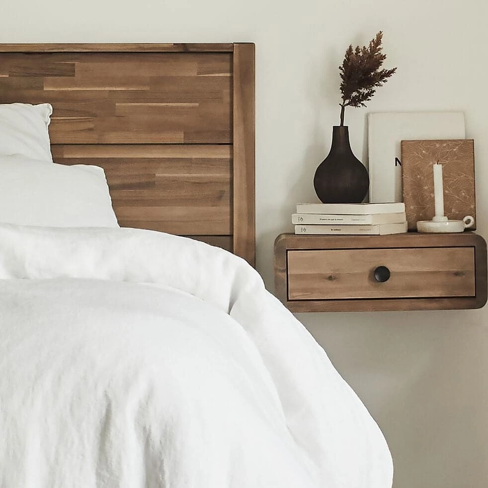 GAIA - Chevet Suspendu En Acacia L45xl25xH16cm - Bois Clair 9 GAIA - Chevet Suspendu En Acacia L45xl25xH16cm - Bois Clair – Image 7