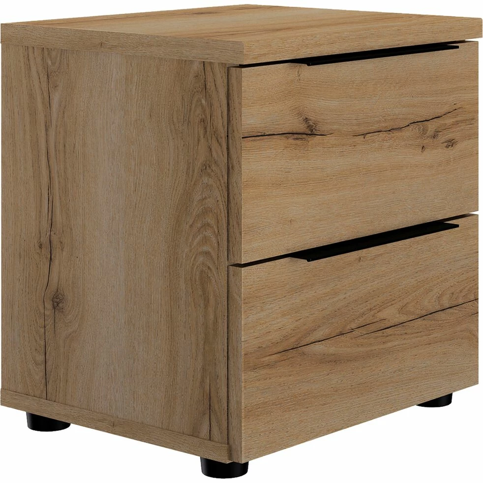 LUCIAN - Table De Chevet En Bois 2 Tiroirs L40xl36xH43cm- Bois Clair 4 LUCIAN - Table De Chevet En Bois 2 Tiroirs L40xl36xH43cm- Bois Clair – Image 2