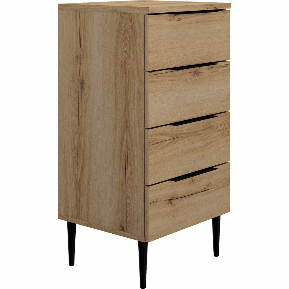 LUCIAN - Chiffonnier 4 Tiroirs En Bois - Bois Clair 4 LUCIAN - Chiffonnier 4 Tiroirs En Bois - Bois Clair – Image 2