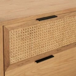 ARTHURA - Commode 3 Tiroirs En Chêne Plaqué Et Rotin -chambre à coucher Soldes Commode 3 tiroirs ARTHURA 26735702 Z 1