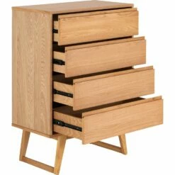 BRUNA - Commode 4 Tiroirs En Plaqué Chêne - Bois Clair -chambre à coucher Soldes Commode 4 tiroirs BRUNA 27469569 B 2