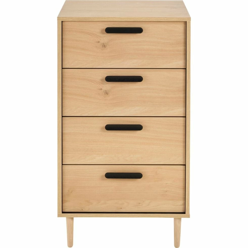 SALVA - Commode 4 Tiroirs Effet Chêne - Bois Clair 3 SALVA - Commode 4 Tiroirs Effet Chêne - Bois Clair